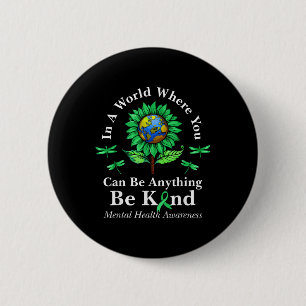 Badge Rond 5 Cm Soyez en forme de ruban vert Tournesol Tournesol s