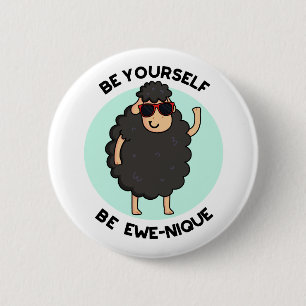 Badge Rond 5 Cm Soyez Ewenique Funny Sheep Pun