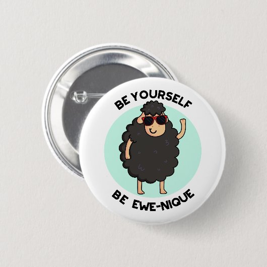 Badge Rond 5 Cm Soyez Ewenique Funny Sheep Pun (Devant & derrière)