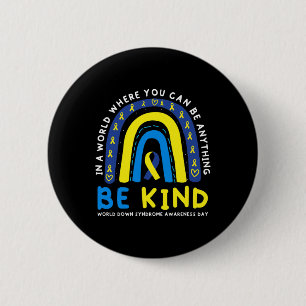 Badge Rond 5 Cm Soyez Gentil Ruban Bleu de Sensibilisation au Synd
