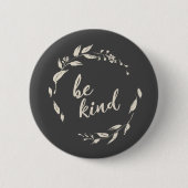 Badge Rond 5 Cm Soyez inspirant Citation Florale en noir (Devant)