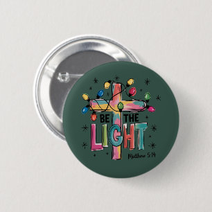 Badge Rond 5 Cm Soyez la lumière de Noël croix chrétienne Xmas Bib