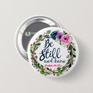 Badge Rond 5 Cm Soyez toujours et sachez le vers floral rose de
