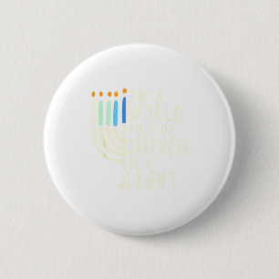 Badge Rond 5 Cm Soyez une lumière Joyeux Hanukkah Menorah Cadeau j