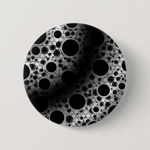 Badge Rond 5 Cm Space Bubble Spots - Blanc/Noir