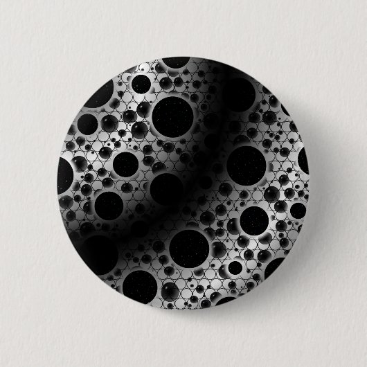 Badge Rond 5 Cm Space Bubble Spots - Blanc/Noir (Devant)