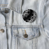 Badge Rond 5 Cm Space Bubble Spots - Blanc/Noir (En situation)