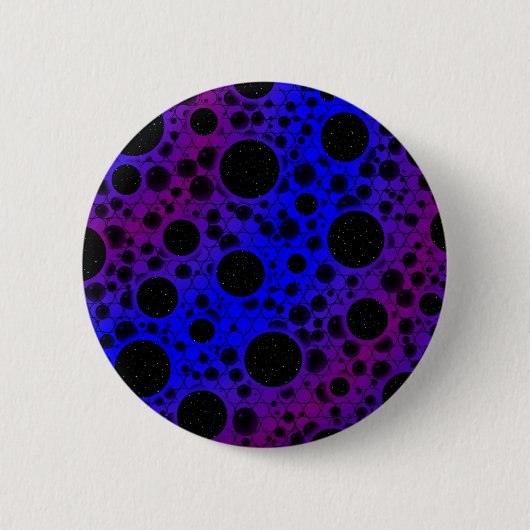 Badge Rond 5 Cm Space Bubble Spots - Bleu/Violet (Devant)