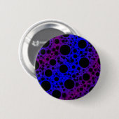 Badge Rond 5 Cm Space Bubble Spots - Bleu/Violet (Devant & derrière)