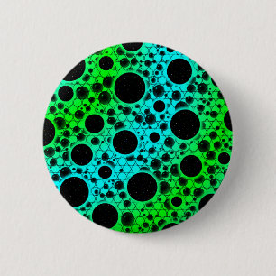 Badge Rond 5 Cm Space Bubble Spots - Cyan/Vert