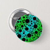 Badge Rond 5 Cm Space Bubble Spots - Cyan/Vert (Devant & derrière)
