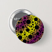 Badge Rond 5 Cm Space Bubble Spots - Jaune/Violet (Devant & derrière)