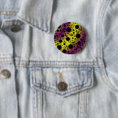 Badge Rond 5 Cm Space Bubble Spots - Jaune/Violet (En situation)