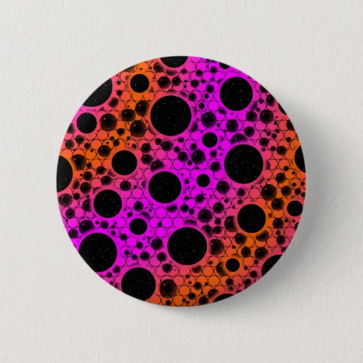 Badge Rond 5 Cm Space Bubble Spots - Rose/Orange (Devant)