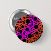 Badge Rond 5 Cm Space Bubble Spots - Rose/Orange (Devant & derrière)