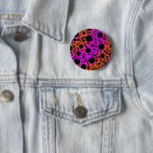 Badge Rond 5 Cm Space Bubble Spots - Rose/Orange (En situation)