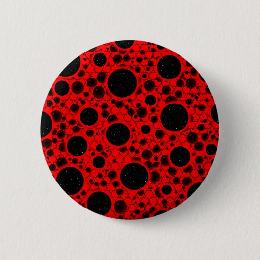 Badge Rond 5 Cm Space Bubble Spots - Rouge (Devant)