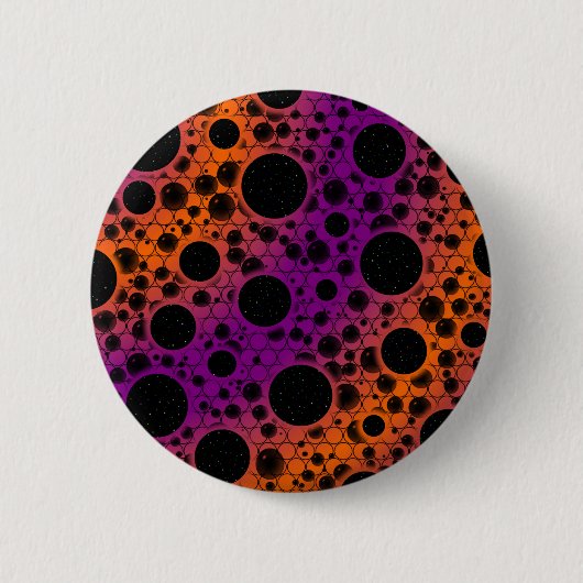 Badge Rond 5 Cm Space Bubble Spots - Violet/Orange (Devant)