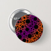 Badge Rond 5 Cm Space Bubble Spots - Violet/Orange (Devant & derrière)
