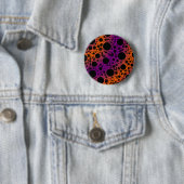 Badge Rond 5 Cm Space Bubble Spots - Violet/Orange (En situation)