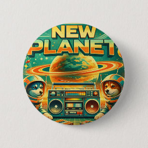 BADGE ROND 5 CM SPACE DOGS RADIO - NOUVEAU LOGO PLANÈTE26