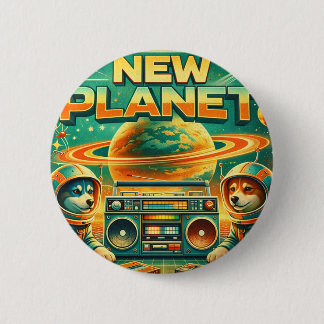 BADGE ROND 5 CM SPACE DOGS RADIO - NOUVEAU LOGO PLANÈTE26