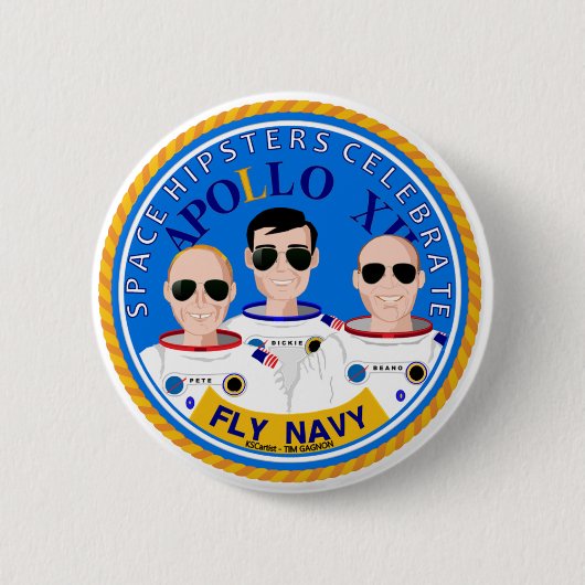 Badge Rond 5 Cm Space Hipsters Apollo 12 Anniversary Button (Devant)