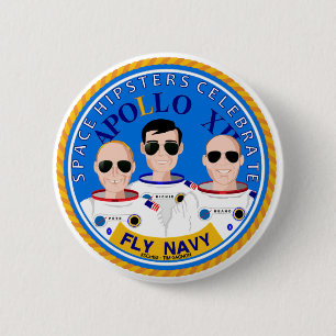 Badge Rond 5 Cm Space Hipsters Apollo 12 Anniversary Button
