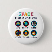 Badge Rond 5 Cm Space keeps us wondering (Devant)
