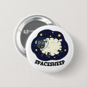 Badge Rond 5 Cm Spatial Sheep Funny Astronaut Pun (Devant & derrière)