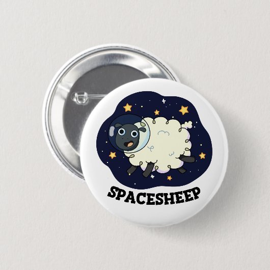 Badge Rond 5 Cm Spatial Sheep Funny Astronaut Pun (Devant & derrière)