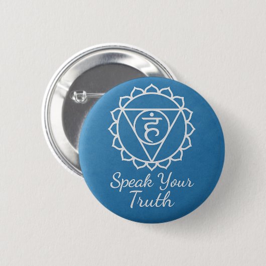 Badge Rond 5 Cm Speak Your Truth Throat Chakra Communication (Devant & derrière)