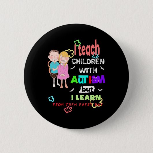 Badge Rond 5 Cm Spécial Ed Sped Enseignant Enseigner Cool Autisme (Devant)