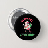Badge Rond 5 Cm Speech Therapy Christmas Everyone Communicate Diff (Devant & derrière)