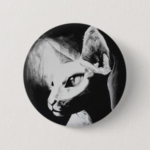 Badge Rond 5 Cm Sphynx Chat sans cheveux Kitty Animaux Portrait Ar