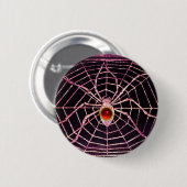 Badge Rond 5 Cm SPIDER ET WEB Rouge Ruby Noir (Devant & derrière)