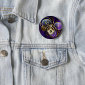 Badge Rond 5 Cm Spider Steampunk sur Arrière - plan pourpre (En situation)