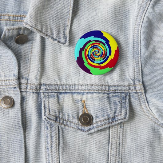 Badge Rond 5 Cm Spirale arc-en-ciel (En situation)