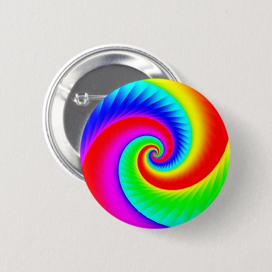 Badge Rond 5 Cm Spirale arc-en-ciel classique (Devant & derrière)