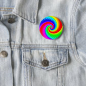 Badge Rond 5 Cm Spirale arc-en-ciel classique (En situation)
