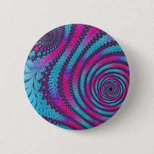 Badge Rond 5 Cm Spirale Magenta et Cyan