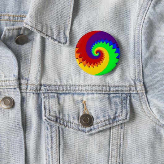Badge Rond 5 Cm Spirale numérique arc-en-ciel (En situation)