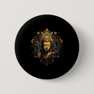 Badge Rond 5 Cm Spiritualité Œuvre d'art Paix Zen Yoga Asie Guatam