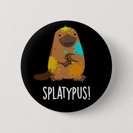 Badge Rond 5 Cm Splatypus Funky Animal Platypus Pun Dark BG (Devant)