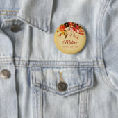 Badge Rond 5 Cm Splendor D'Automne Floral GiIded Mère De La Salle (En situation)