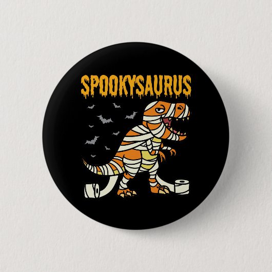 Badge Rond 5 Cm Spookysaurus Halloween Éffrayant T Rex Dinosaur (Devant)