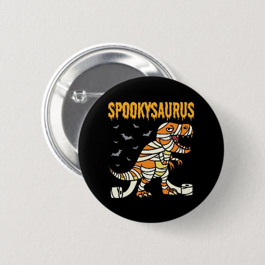 Badge Rond 5 Cm Spookysaurus Halloween Éffrayant T Rex Dinosaur (Devant & derrière)