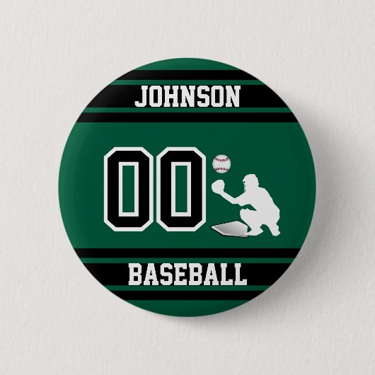 Badge Rond 5 Cm Sport Baseball - Catcher - Vert - Créer votre prop (Devant)