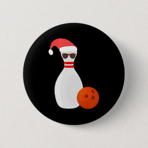 Badge Rond 5 Cm Sports Christmas Bowling - Snowman Bowling