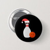 Badge Rond 5 Cm Sports Christmas Bowling - Snowman Bowling (Devant & derrière)